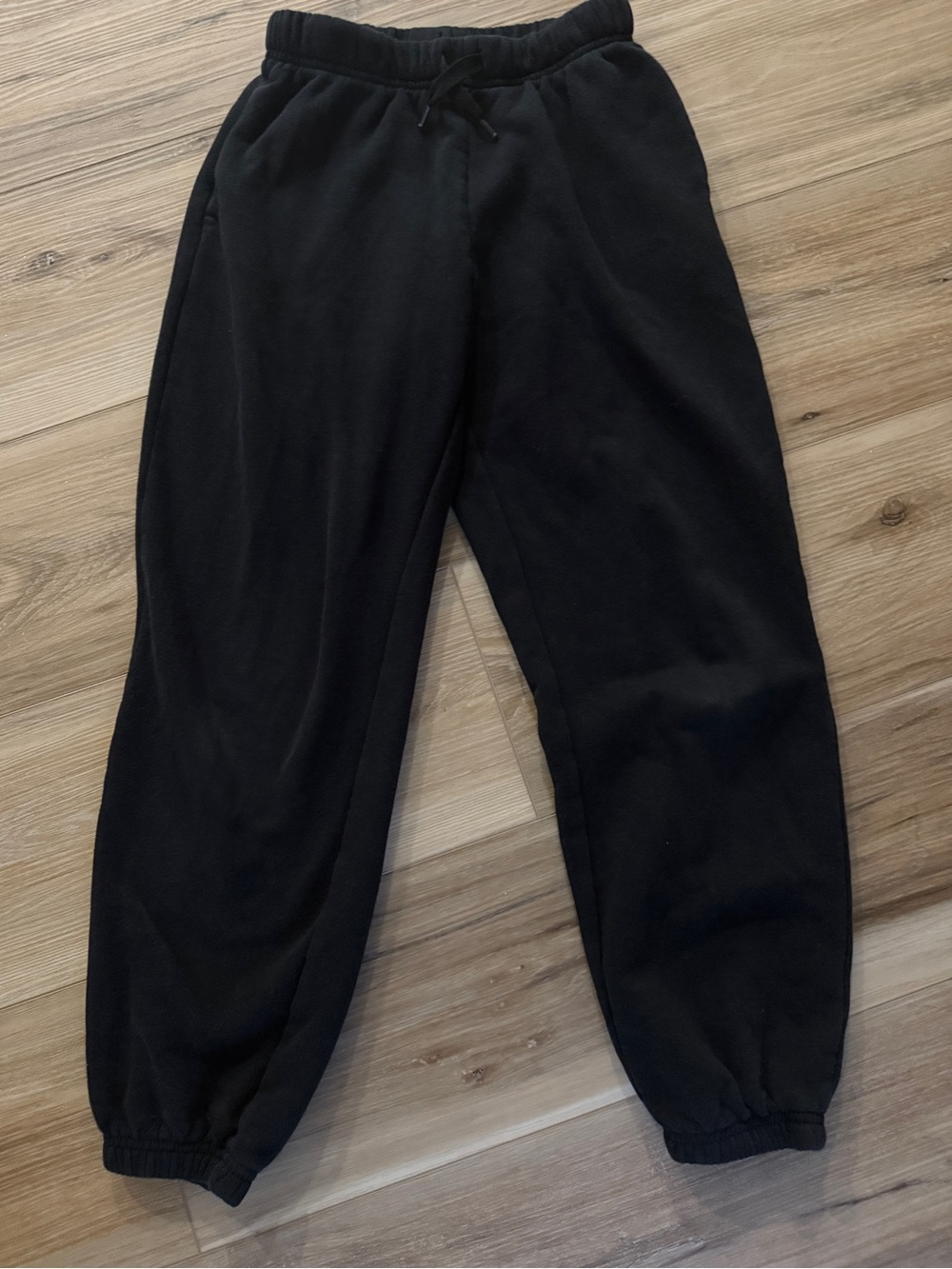 H&M Girls Jogger Sweatpants Fleece Drawstring Waist Black BTS Size 10